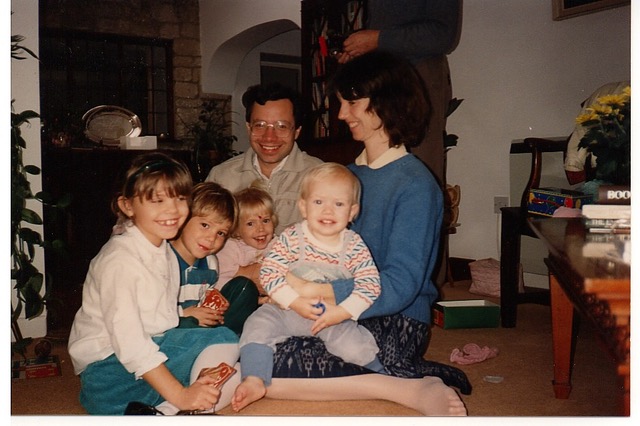 Cathy with her husband and four young children